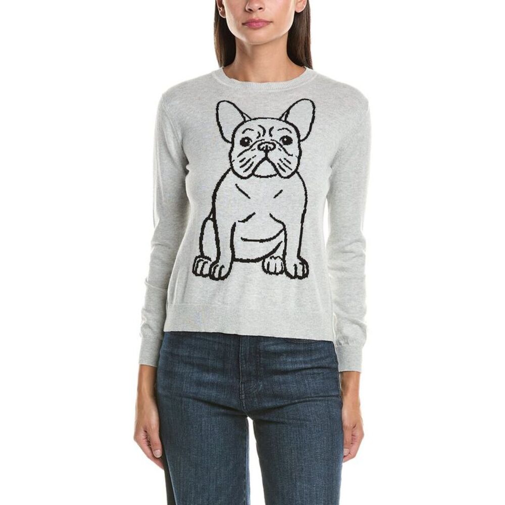 Hannah Rose Womens  Frenchie Cashmere-Blend Sweater, Grey